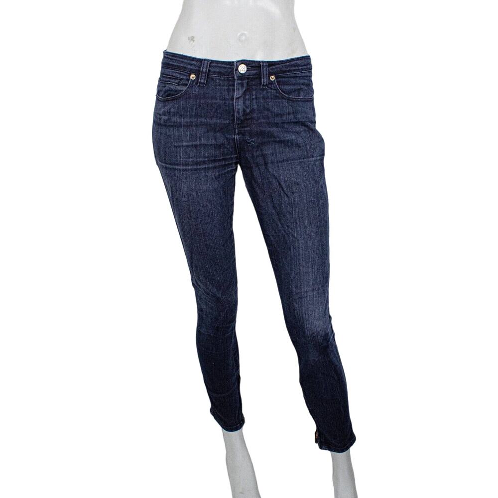 Ksubi Spray on Skinny Jeans ankle zip crop Blue after party size 26